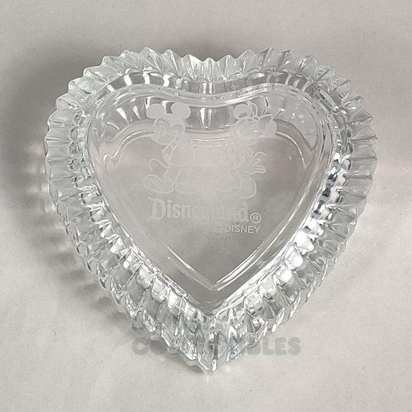 Disney Parks Disneyland Arribas Brothers Glass Heart Trinket Box Mickey Minnie - Picture 1 of 7